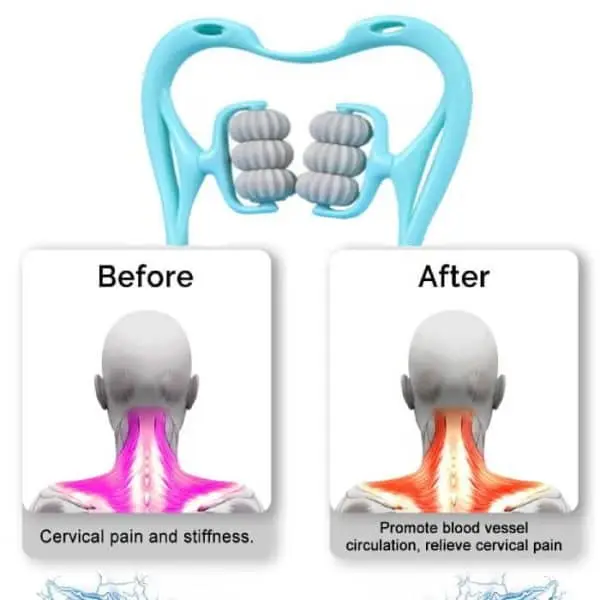 Neck massager before and after results showing reduced cervical pain and improved blood circulation