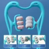 Adjustable pressure point neck massager with six rolling wheels and flexible angle design for deep tissue massage