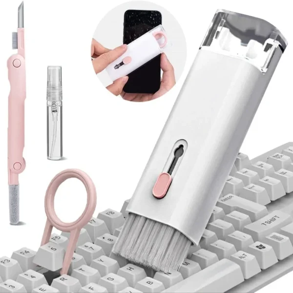 7-in-1 keyboard cleaning kit with multi-functional brush, keycap puller, and cleaning tools for electronics and keyboards