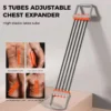 5-tube adjustable chest expander with latex resistance bands for chest, back, arm, and abdominal workouts