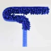 Close-up of blue microfiber duster head with bendable design for hard-to-reach areas