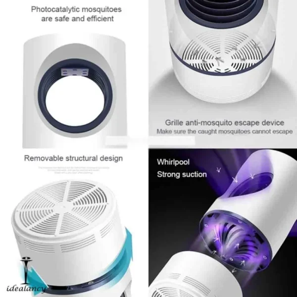 LED mosquito killer lamp with photocatalytic trap and strong suction fan