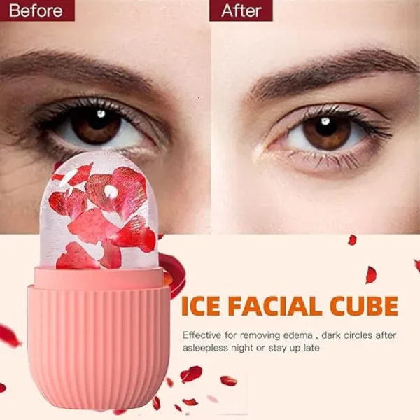 Ice facial roller before and after results for dark circles and puffiness reduction