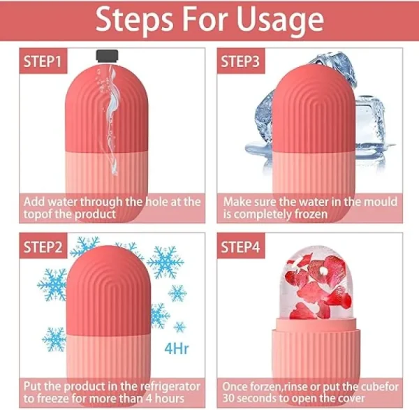 Tray shape face ice roller with floral ice for facial massage and skin rejuvenation