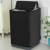 Elegant black washing machine cover for top load washer, waterproof and dustproof design for home use