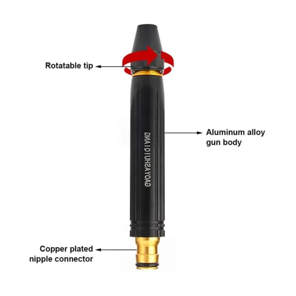 Adjustable high-pressure water spray gun with aluminum body and copper connector