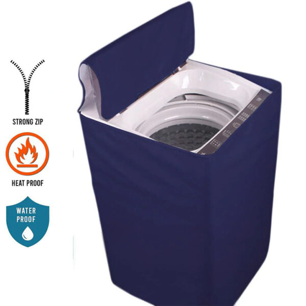 Heatproof and waterproof top load washing machine cover with strong zip in blue color