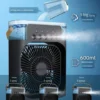 Mini portable air conditioner fan with 600ml water tank, 3 spray levels, and 5 spray cooling system – USB rechargeable cooling and humidifying fan for indoor use