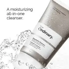 The Ordinary cleansers comparison chart featuring Glucoside Foaming Cleanser, Glycolipid Cream Cleanser, and Squalane Cleanser benefits